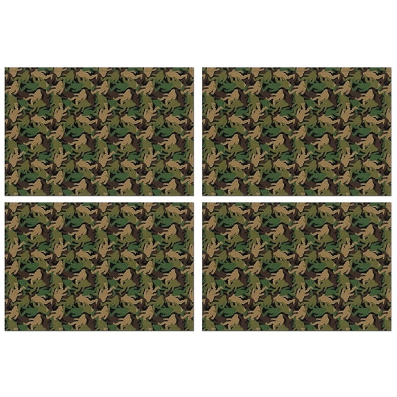 Green Camouflage Bigfoot Pattern Summer Placemats Table Placemats Set Of 4-Linen Kitchen Washable Placemats Table Mats 11.8"x17.7" Non-Slip Heat Resistant