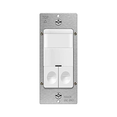 TOPGREENER Dual Load Motion Sensor Switch, PIR Sensor Light and Fan Switch, Occupancy & Vacancy Modes, No Neutral Wire Required, Ground Wire Required, 5A, 500W LED/CFL, Single Pole, TDOS5-JD, White