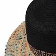 thumbnail image 4 of Karymi Running Hat Two-Tone Contrast Speckled Mix Woven Straw Sun Hat with Ethnic PatternBand, Solid Dome Crown Wide Floppy Brim Boho Style Beach Hat Derby Hat, 4 of 6