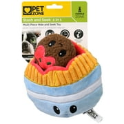 Pet Zone Pawsta and Meatballs Hide and Seek Plush Squeaky Dog Toys, Multi-colored