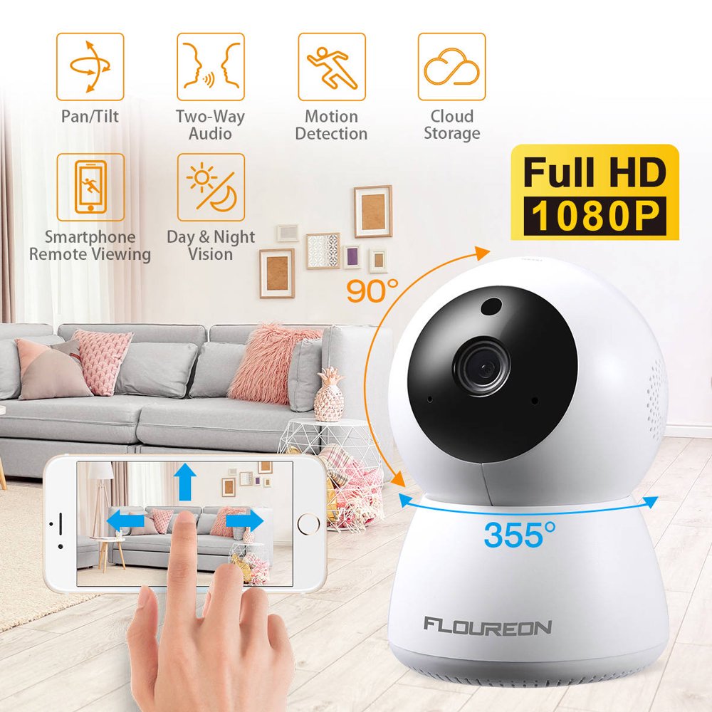 FLOUREON 1080P Home Camera Baby Monitor，Wireless Security IP Panoramic