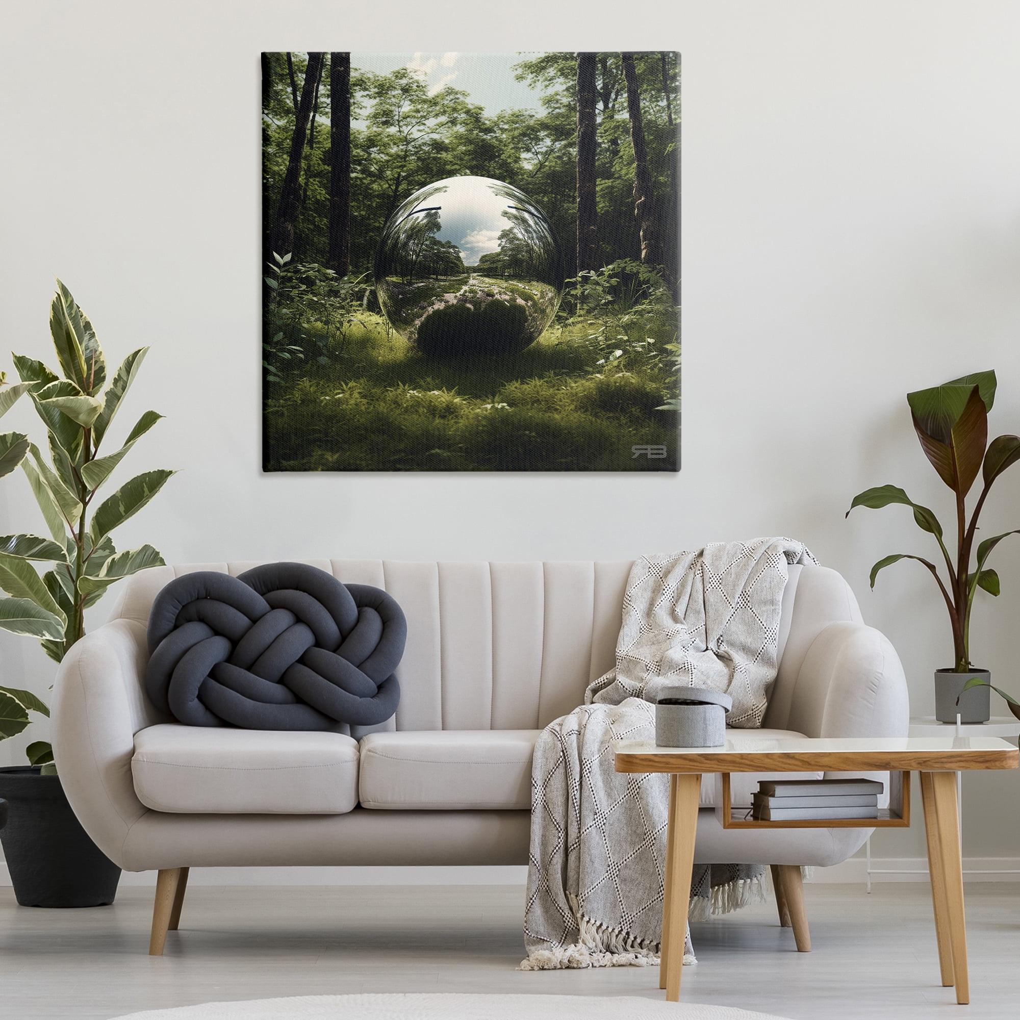 Stupell Industries Reflective Ball in Nature Landscape & Nature Painting Wrapped Canvas Art Print Wall Art, 36 x 36