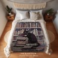 thumbnail image 2 of Cat Library Woven Throw Blanket | Boho Book Lover Bedroom Dark Woodland, 2 of 9