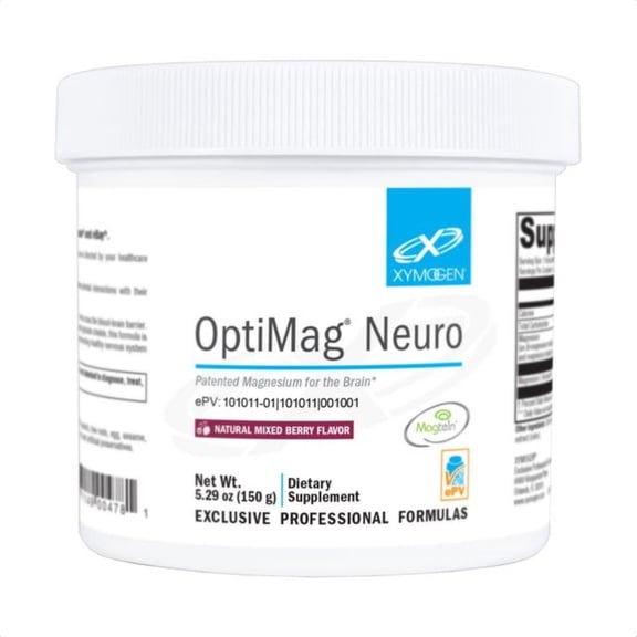 XYMOGEN OptiMag Neuro Magnesium Powder - Magnesium L-Threonate, Magnesium Malate   Magnesium Glycinate Chelated Magnesium to Support Brain Health - Supports Relaxation - Mixed Berry (60 Servings)