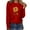 Red, variant on Aobny Green Women's Leisure T-Shirt Work Flowy Tees Long Sleeve Sunflower Crew Neck T-shirts for Junior