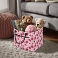 thumbnail image 3 of Yuyamidu Pink Strawberry Fabric Storage Basket Large Capacity Quilted Storage Basket with Side Pockets Large Collapsible Nursery Organizer Bin for Nursery Bedroom Living Room, 3 of 6