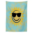 thumbnail image 3 of Ambesonne Emoji Tablecloth Rectangular Table Cover, Summer Character Sunglasses, 60"x84", Mustard Pale Blue and Black, 3 of 4