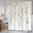 thumbnail image 2 of Fall Boho Tan Leaf Shower Curtain Beige Brown Leaves Floral Botanical Bathroom Curtain Waterproof Polyester Fabric Bath Curtain 72 x 72 Inch with 12 Plastic Hooks, 2 of 6