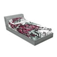 thumbnail image 2 of Ambesonne Nature Fitted Sheet & Pillow Sham Set, Orchids and Hummingbird, Twinxl, Burgundy, 2 of 2
