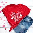 thumbnail image 1 of KIHOUT Hauts de Mode pour Femmes Saint-Valentin T-shirt à Manches Courtes Imprimé Amour Couleur Unie Haut à Manches Courtes Col Rond, Taille p-3TG, 1 of 7