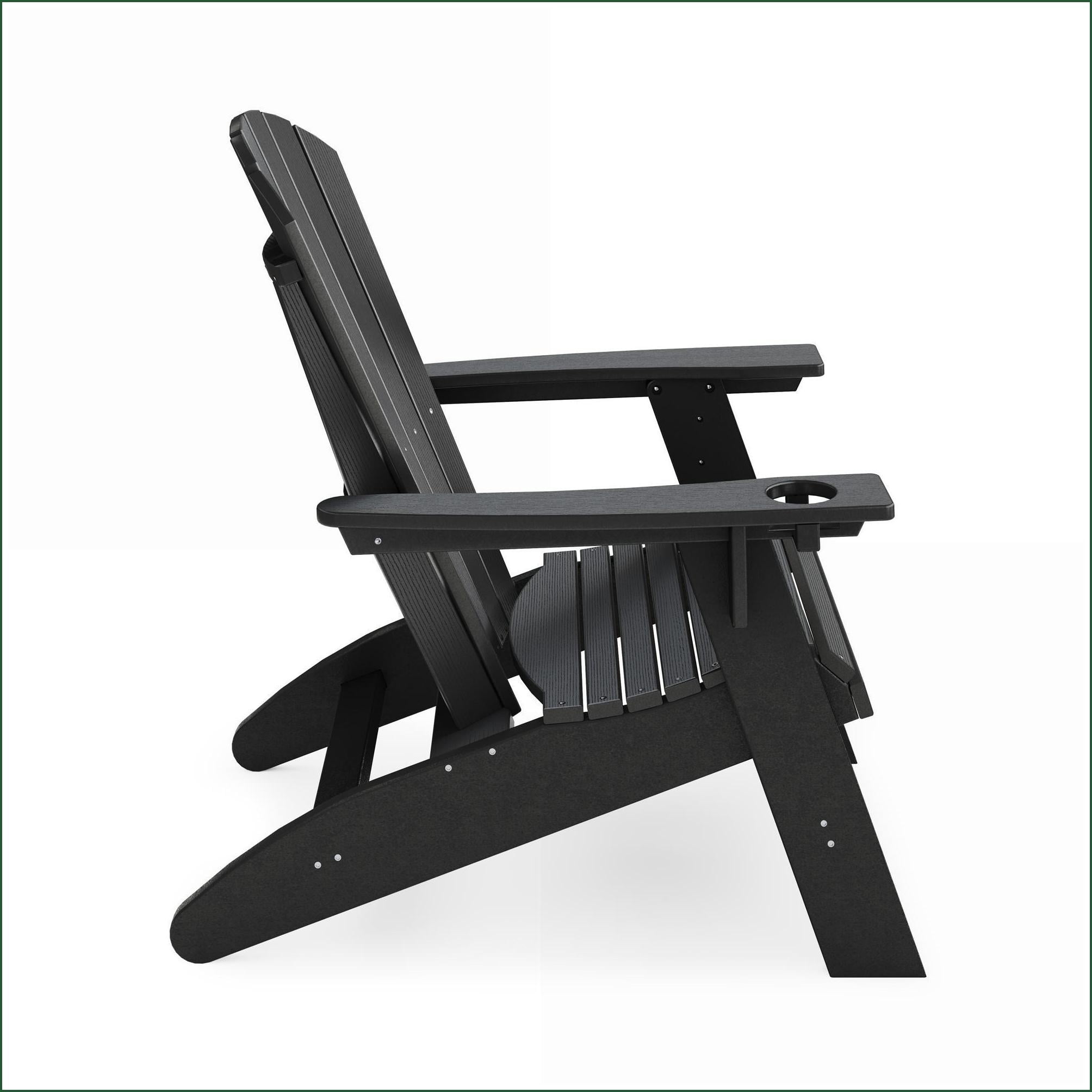 Outdoor Adirondack Chair – Curved Back for Poolside/Patio/Garden | Black | HDPE Poly Lumber