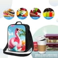 thumbnail image 4 of Pofeuu Tropical Flamingo Pool Float Print Lunch Bag Women Insulated Lunch Box Reusable Leakproof Large Spacious Cooler Tote for Women Men, 4 of 7