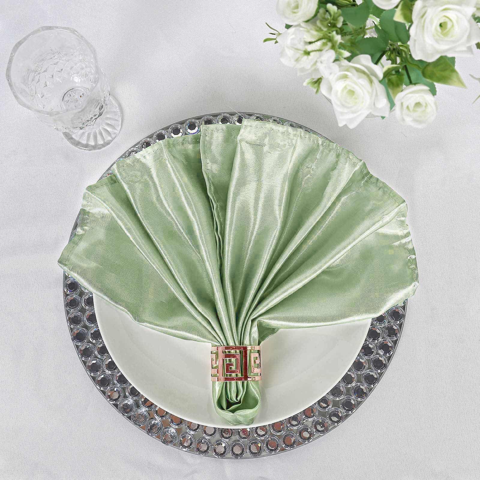 Efavormart 5 Pack | Sage Green Seamless Satin Cloth Dinner Napkins ...