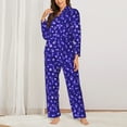 thumbnail image 2 of Rateoe Beautiful Purple Snowflakes Pattern Womens Pajamas Set Long Sleeve Sleepwear Button Down Nightwear Soft Cotton Pj Lounge Sets-Medium, 2 of 7