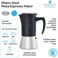 GROSCHE Milano Steel 6 cup Stainless Steel Stovetop Espresso Maker Moka