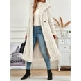 thumbnail image 4 of Women'S Warm Fleece Long Sleeve V Neck Button Down Casual Jacket Hooded Cardigan Fall Winter Coats Cream White XXL, 4 of 6
