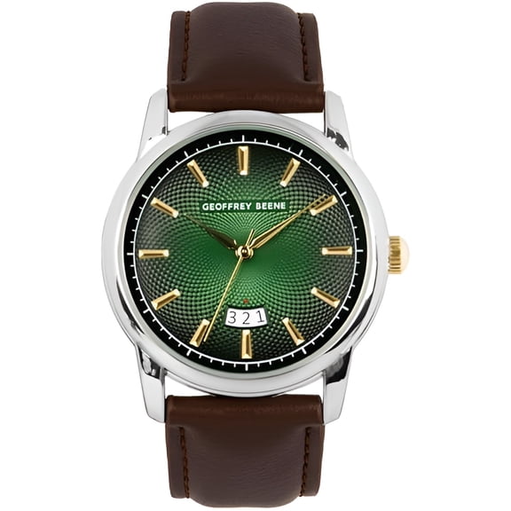 Geoffrey Beene Mens Watch - Elegant Leather Strap Quartz Movement Analog Watch for Men, Gift for Men, Formal or Business Casual Minimalist Wrist Watches 42mm