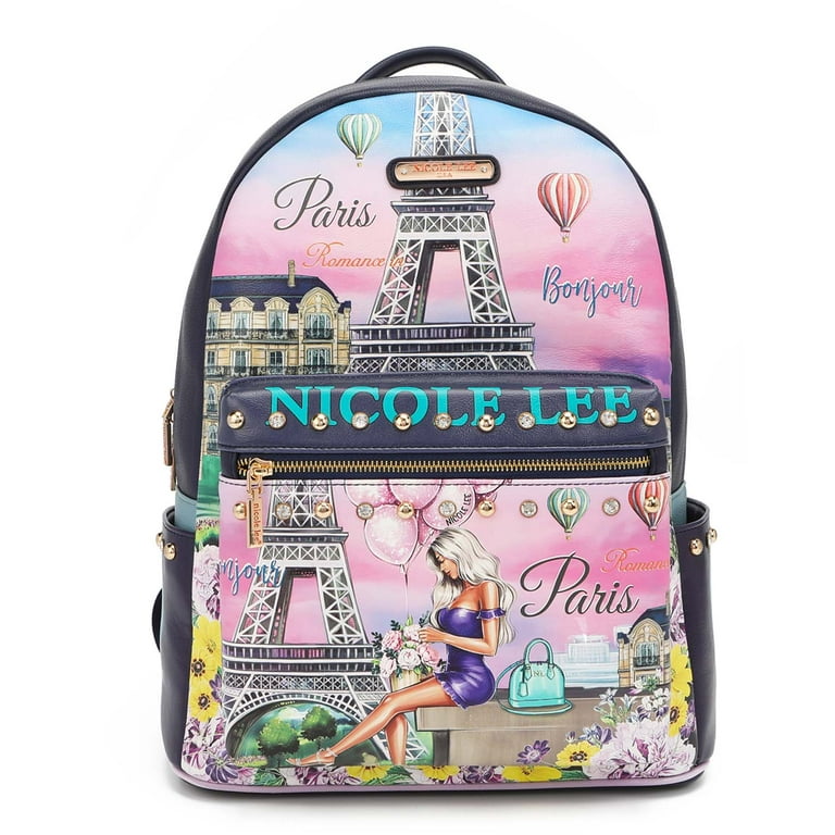 NICOLE LEE LARGE LAPTOP BACKPACK WITH USB CHARGING PORT (Romance in Paris)  - USB12769 