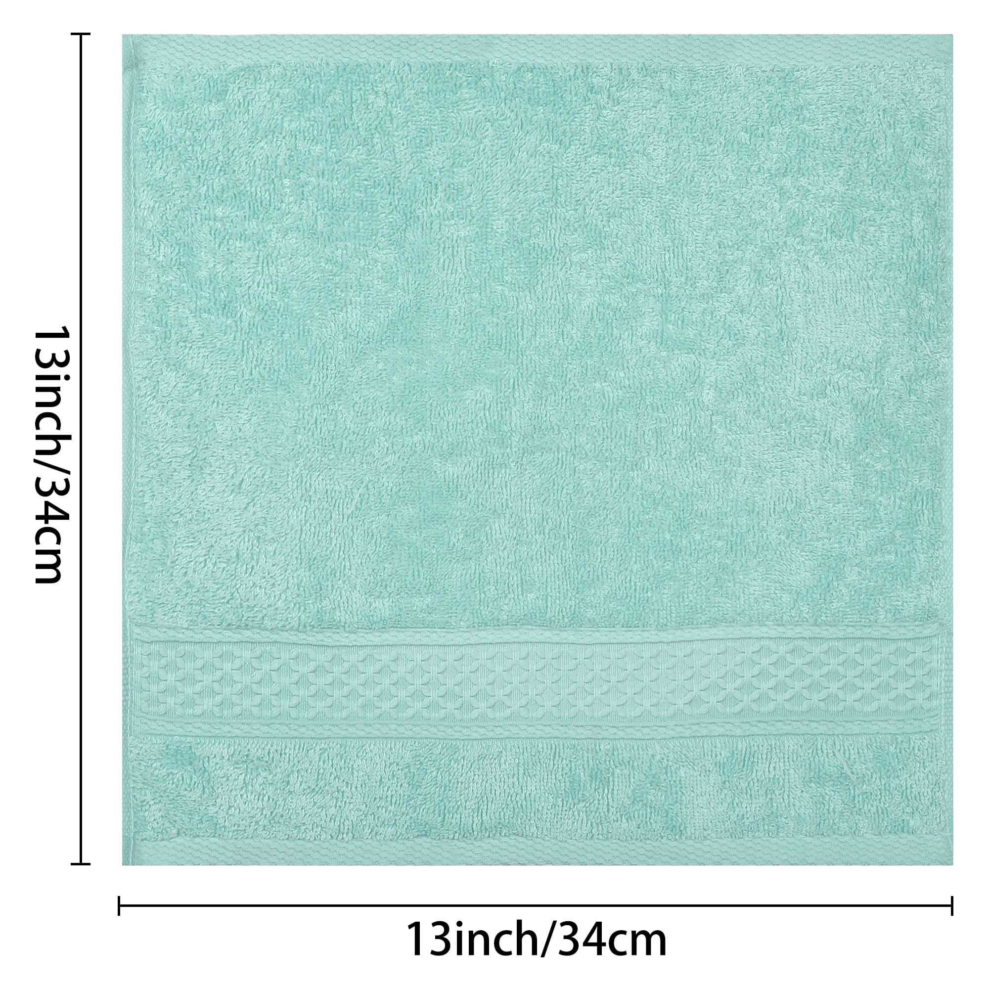 Unique Bargains Geometric Washcloths Set Cotton Bath Towels Low Lint Green 4