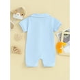 thumbnail image 3 of Baby Boy Girl One Piece Pajamas Romper Turn-Down Collar Short Sleeve Sleepwear Jumpsuit Infant Buttons Pocket Bodysuits, 3 of 7