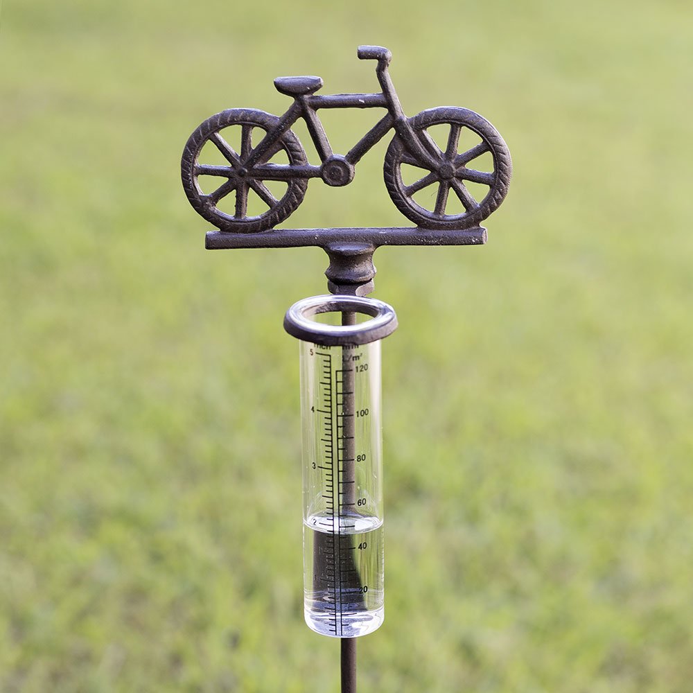 Bicycle Rain Gauge Garden Stake