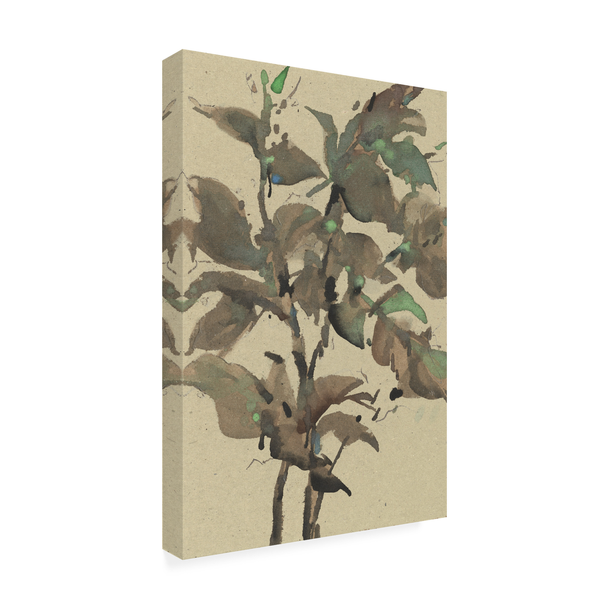 Samuel Dixon 'Leaves On Taupe I' Canvas Art