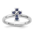 thumbnail image 4 of Auriga Fine Jewelry 925 Sterling Silver Rhodium Created Sapphire Cross Ring for Women Size 10, 4 of 6
