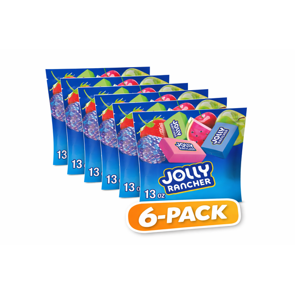 Jolly Rancher Chews Assorted Fruit Flavored Candy Individually Wrapped Chewy Candy Bag 14 oz - 6 Pack