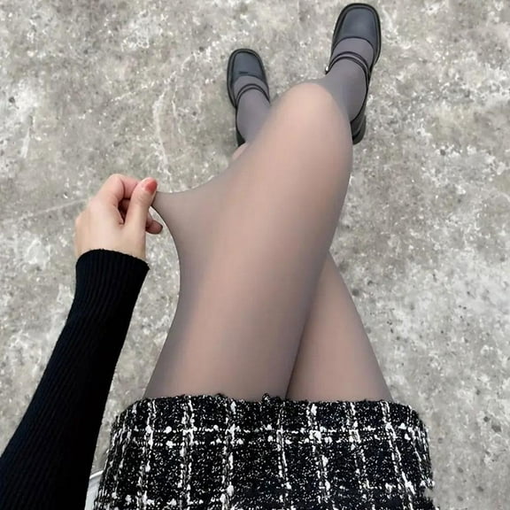 QHUDLV Women Fake Tight, Fleece Lined Thick High See-Through Leggings for Women, Waist Elasticity Thermal Pantyhose Warm leggings for Winter