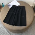 thumbnail image 4 of Workout Shorts Women Casual Solid Letter Print Wide Leg Oversized Pocket Bermuda Cargo Board Gym Black Bottoms Sizes M, 4 of 4