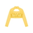 thumbnail image 4 of DPOIS Kids Girls Sequin Mock Neck Long Sleeve Gymnastics Dance Crop Top Gold 16, 4 of 5