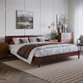 thumbnail image 1 of Aria King Solid Wood Modern Low Profile Platform Bed in Walnut, 1 of 14