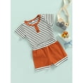 thumbnail image 3 of Genuiskids 0-18M Newborn Baby Boys Shorts Set Stripe Short Sleeve Crewneck T-Shirt Tops Jogger Shorts 2Pcs Summer Outfits, 3 of 9