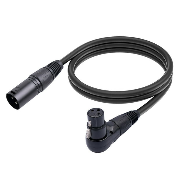 Conector de micrófono XLR de 90 grados a XLR recto Cable de Audio útil de 3 pines