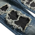 thumbnail image 4 of Lu's Chic Men's Cotton Skinny Slim fit Ripped Jeans Destroyed Holes Fit Denim Pants Stretch with Pockets Streetwear Workout Rip Distressed Blue 36, 4 of 5