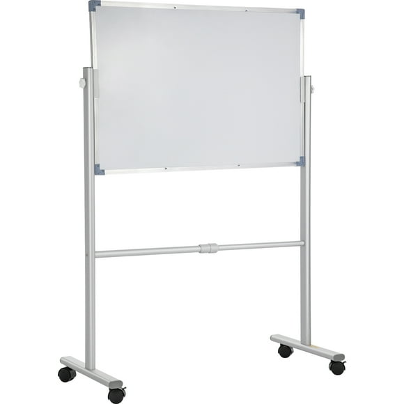 KFFKFF Portable Magnetized Whiteboard, Dimensions 36 x 24 Inch, Two-Faced, 360 Degree Rotatable Dry Wipe Board, Height Modifiable with Metallic Frame and Secure Rotating Casters, Suitable for Office