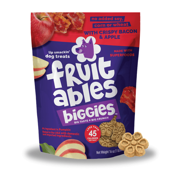Fruitables Biggies Crispy Bacon & Apple Dog Treats - 16oz
