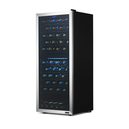 NewAir - 98-Bottle Dual Zone Wine Fridge, Low-Vibration Inverter Compressor, Ultra-Quiet, Adjustable Racks, Digital Thermostat - Silver