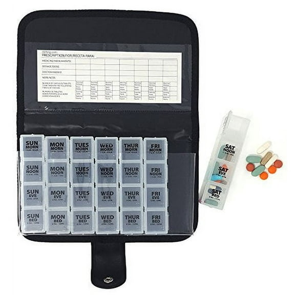 Pill Thing Weekly 7-Day Medication Organizer for Travel, 4X a Day