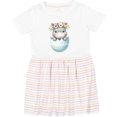 thumbnail image 3 of Inktastic Cute Hippo in Egg with Floral Crown Girls Toddler Dress, 3 of 5