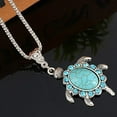 thumbnail image 1 of ORUYROP Collier Pendentif Tortue Turquoise avec Strass Plaqué Argent, 1 of 4
