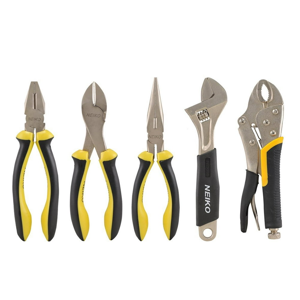 02020A Pliers and Adjustable Wrench Combo Kit, 5 Piece Locking, Long