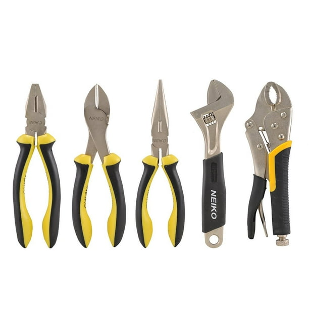 02020A Pliers and Adjustable Wrench Combo Kit, 5 Piece Locking, Long