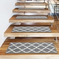 thumbnail image 3 of Ottomanson Non-Slip Rubberback Moroccan Trellis 8.5" x 26" Indoor Stair Treads, 7 Pack, Gray, 3 of 9