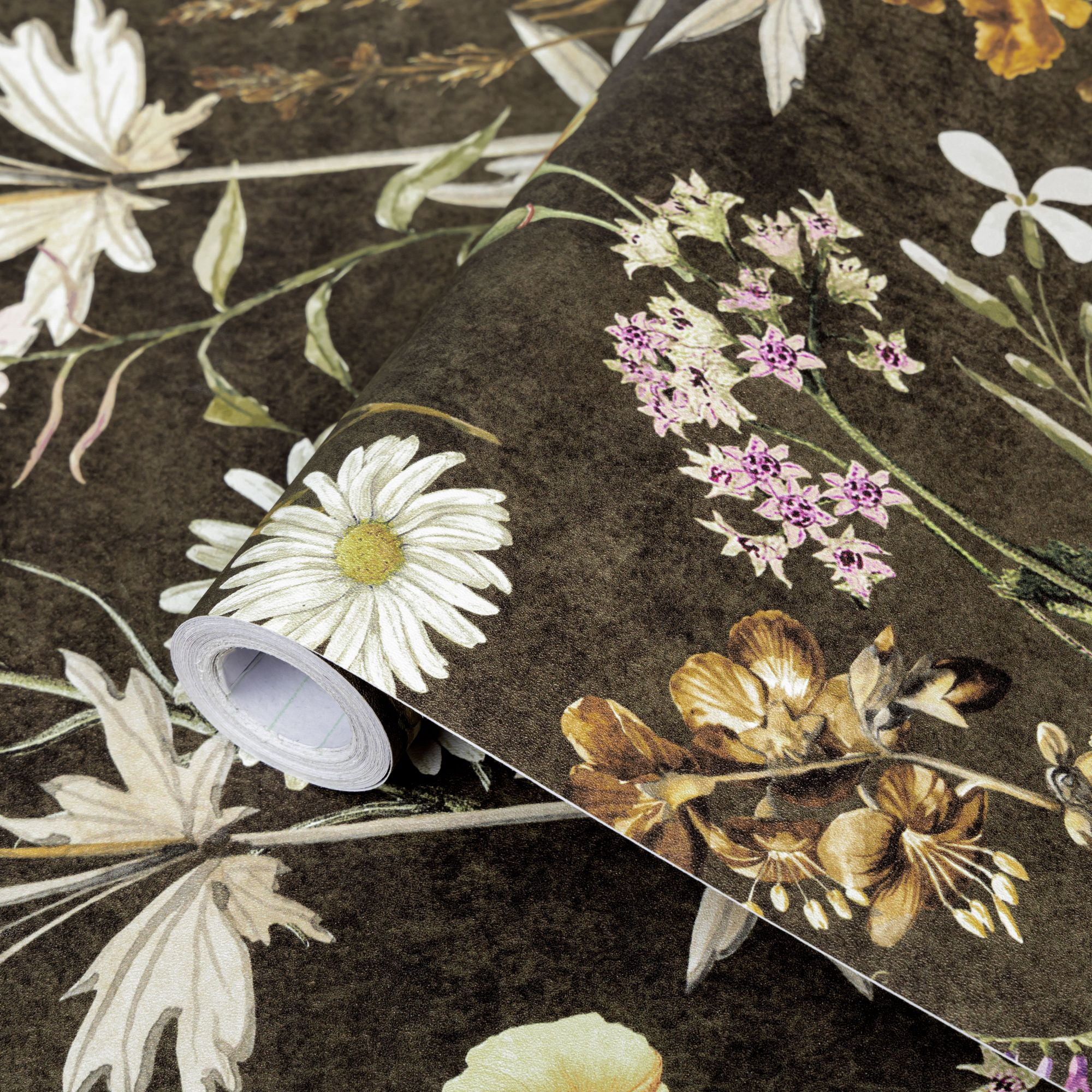 Abyssaly Flower Peel and Stick Wallpaper Colorful Floral Adhesive Removable Wallpaper Peel and Stick for Home Bedroom Cabinets Thicken 17.32-in x 393.7-in