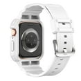 thumbnail image 3 of One-Piece Watch Band with Bumper Case Compatible with Apple Watch Series 10 42mm, for Men Women Breathable Sport Cover Replacement Strap, TPU Soft Band, Adjustable Metal Buckle, White, 3 of 6