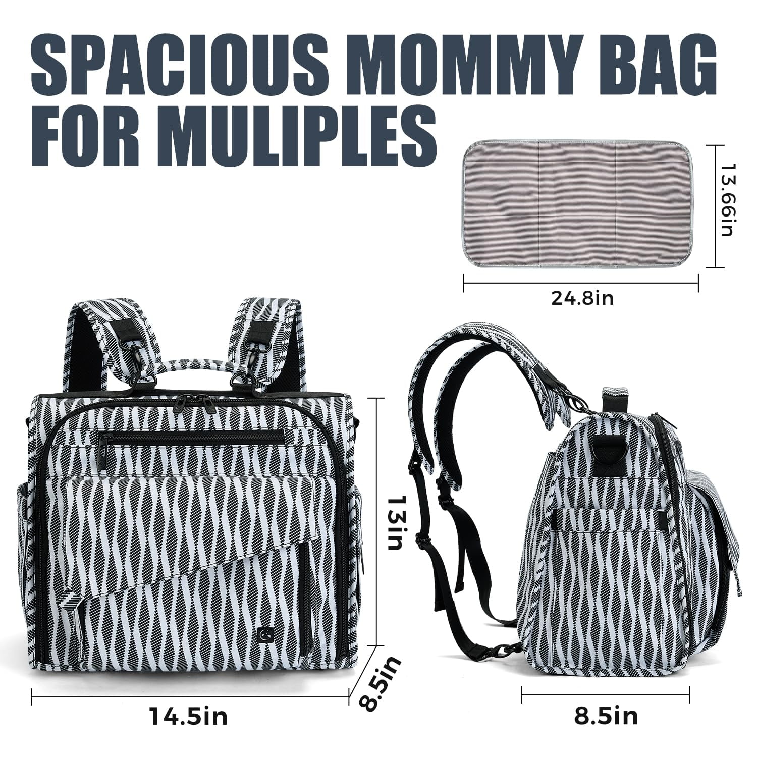 Diaper Bag Large - Convertible Design Converts to Tote Bag, Stroller-Friendly & Waterproof Fabric, Spacious Storage for Baby Essentials