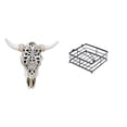 thumbnail image 1 of Escultura de pared de calavera,Estatua de resina con cabeza de vaca para decoración de pared y hogar,Servilletero,Servilletero Dispensador de servilletas de mesa de cocina,Servilletero de mesa, 1 of 8