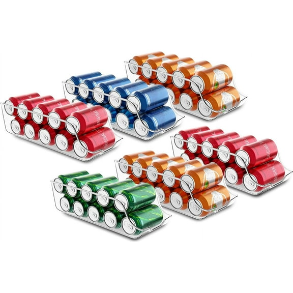 Can Organizer For Pantry (Pack of 6) - Soda Can Storage Organizer Pantry, Fridge & Freezer Organization - Holds Food & Soup Can (Clear)