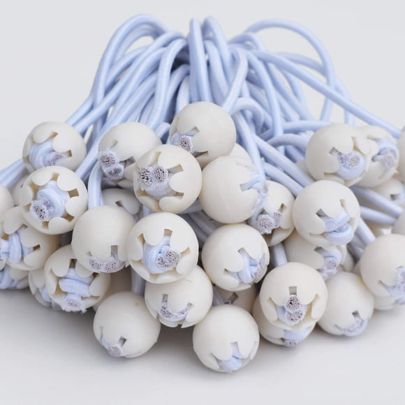 BenefitUSA White Ball Bungees Ball Ties Tarp Tie Down Cord, 6'', 26/50/100 Pack (100)